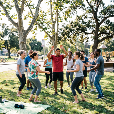 Conectar con instructores que dan clases al aire libre en parques